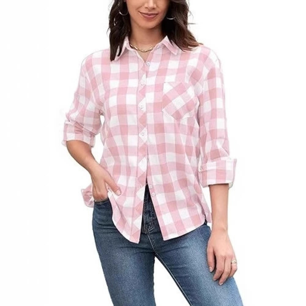 ZARA Womens Oversized Green Vintage Plaid Slimming Shirt Long Sleeve Fall Winter